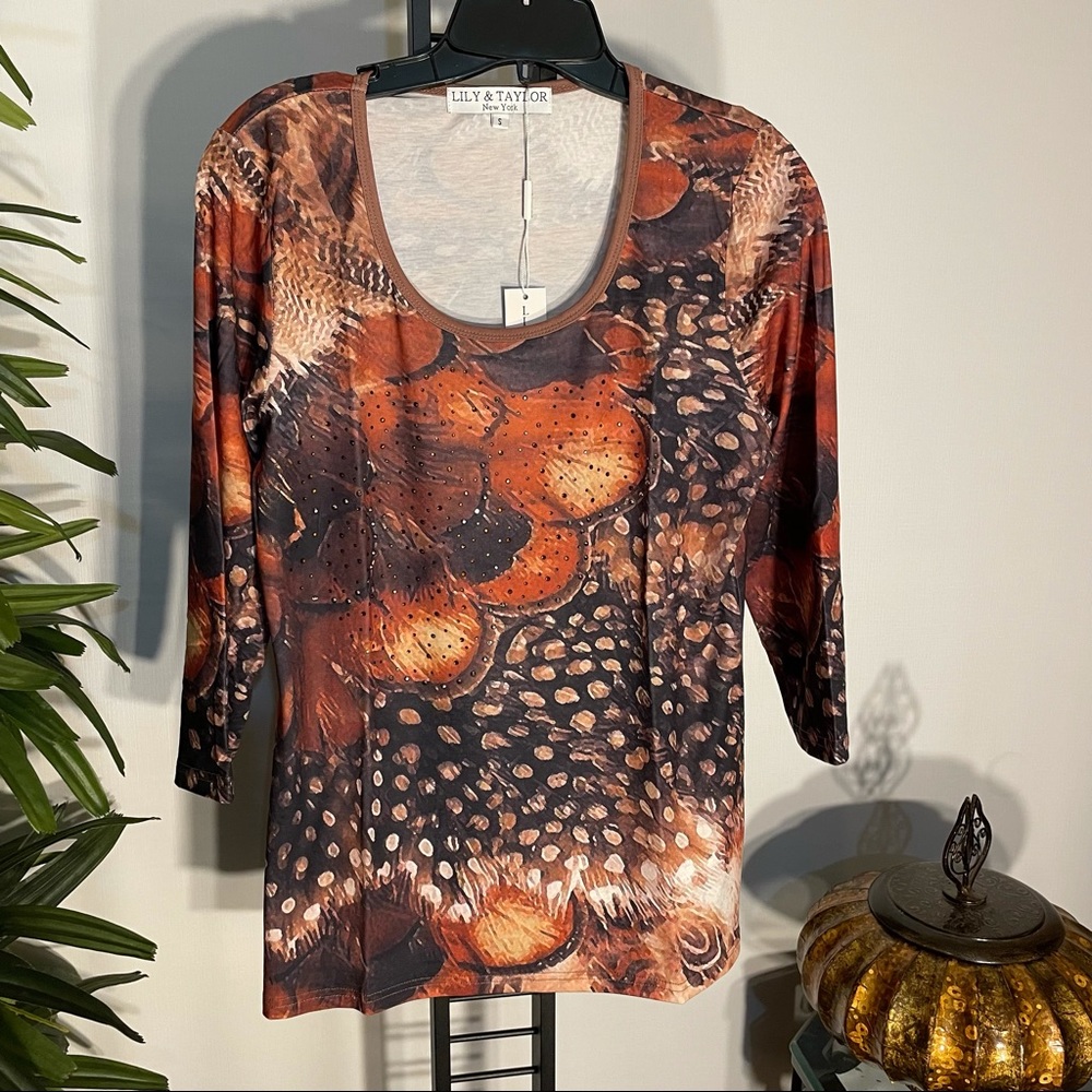 Lily & Taylor Knitted Embellished Blouse